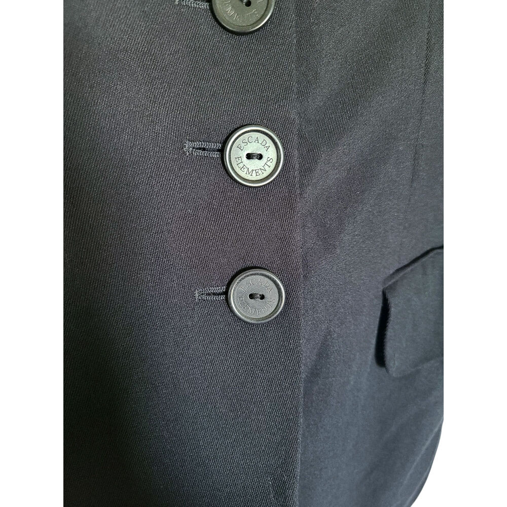 ESCADA Elements Wool Button Front Blazer Black Vintage Size 34 US Size 4 - Picture 5 of 6